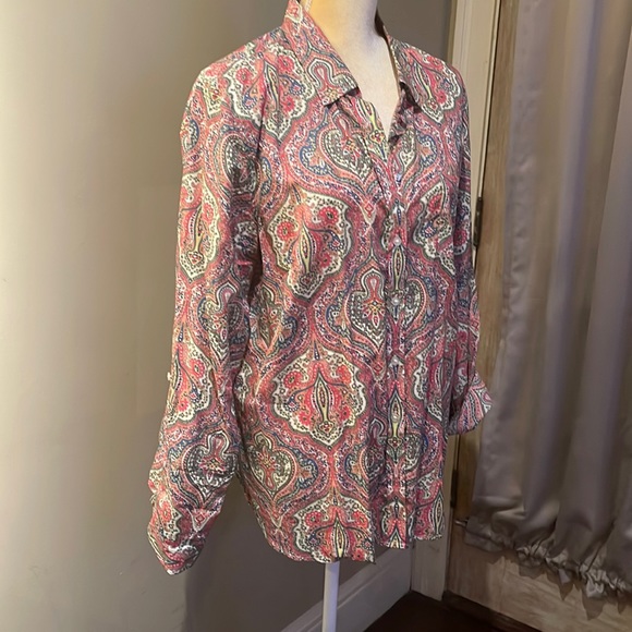Talbot’s Classic Cotton Button Front Shirt-
SPLENDID PAISLEY PRINT IN XL - Picture 1 of 12
